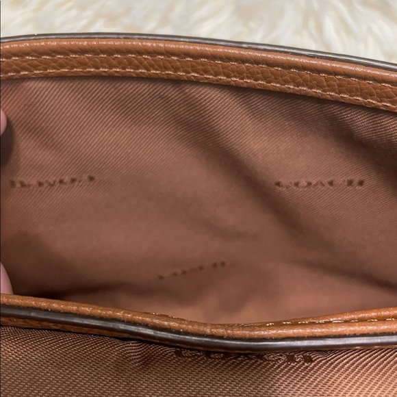 Coach Brown Pebble Leather Crosstown Crossbody Saddle Bag Elegant Chain Link - Picture 6 of 9